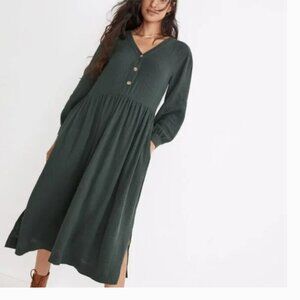 Madewell Lightspun Button-Front Midi Dress